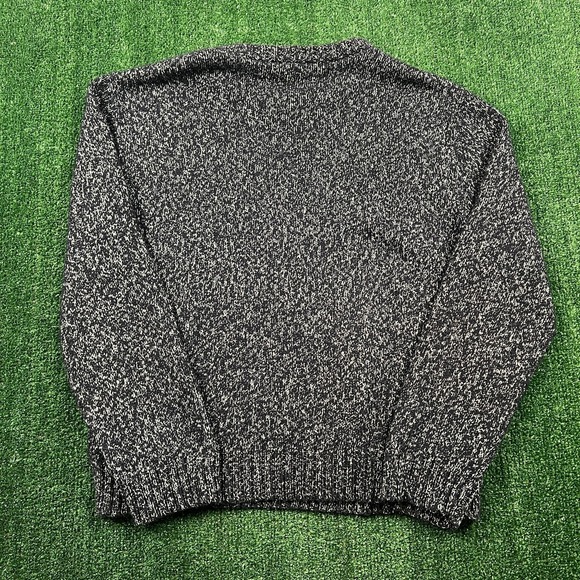 VTG ROOTS Sweater Men's XL Navy Blue Heather Crewneck Cotton Blend Chunky Knit - Picture 5 of 6